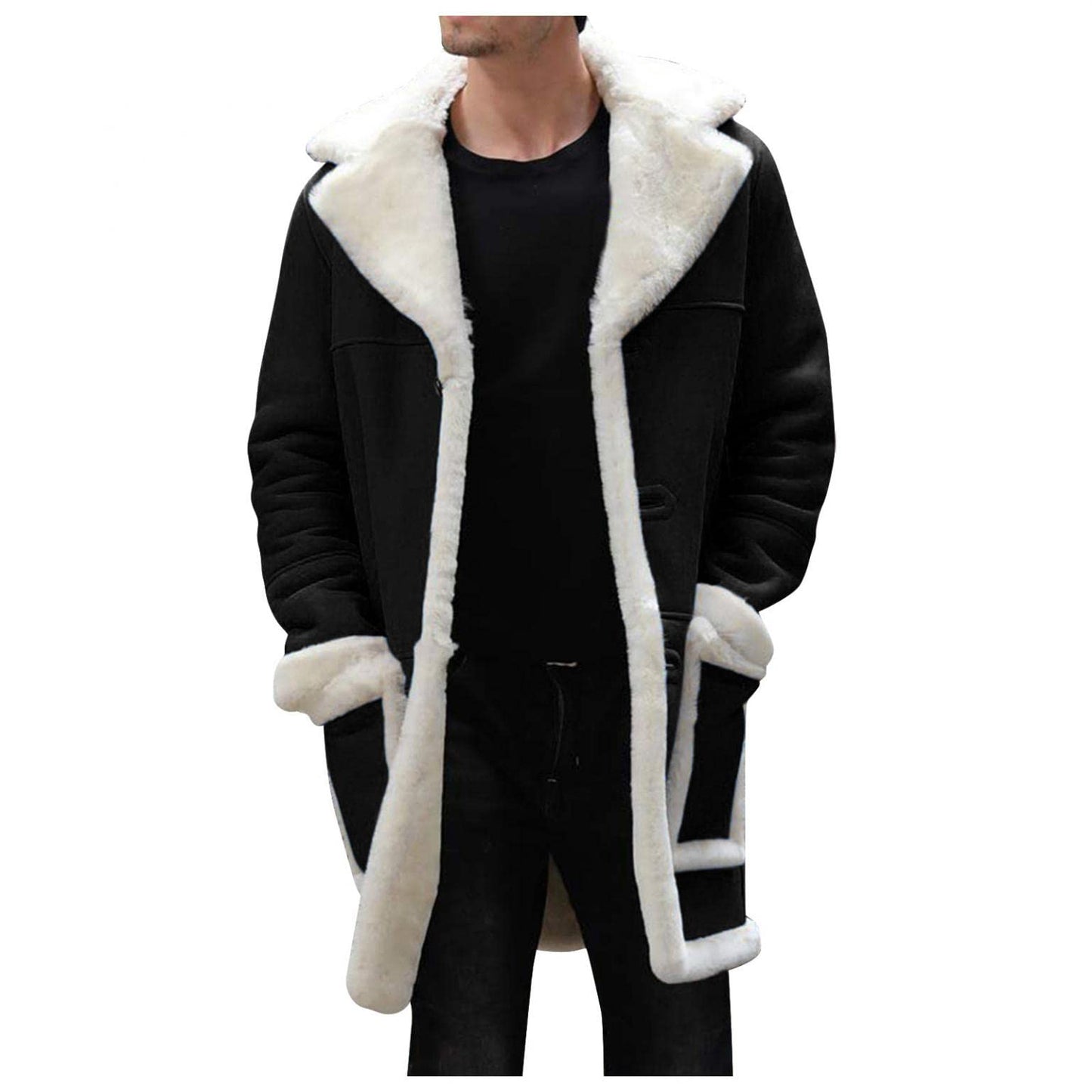 Men's Sherpa Fleece-Lined Trench Coat | Fur Collar | Big & Tall Winter Jacket