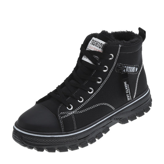 Womens High-Top Canvas Shoes with Fleece Lining