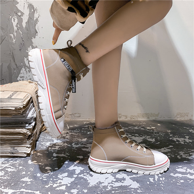 Womens High-Top Canvas Shoes with Fleece Lining