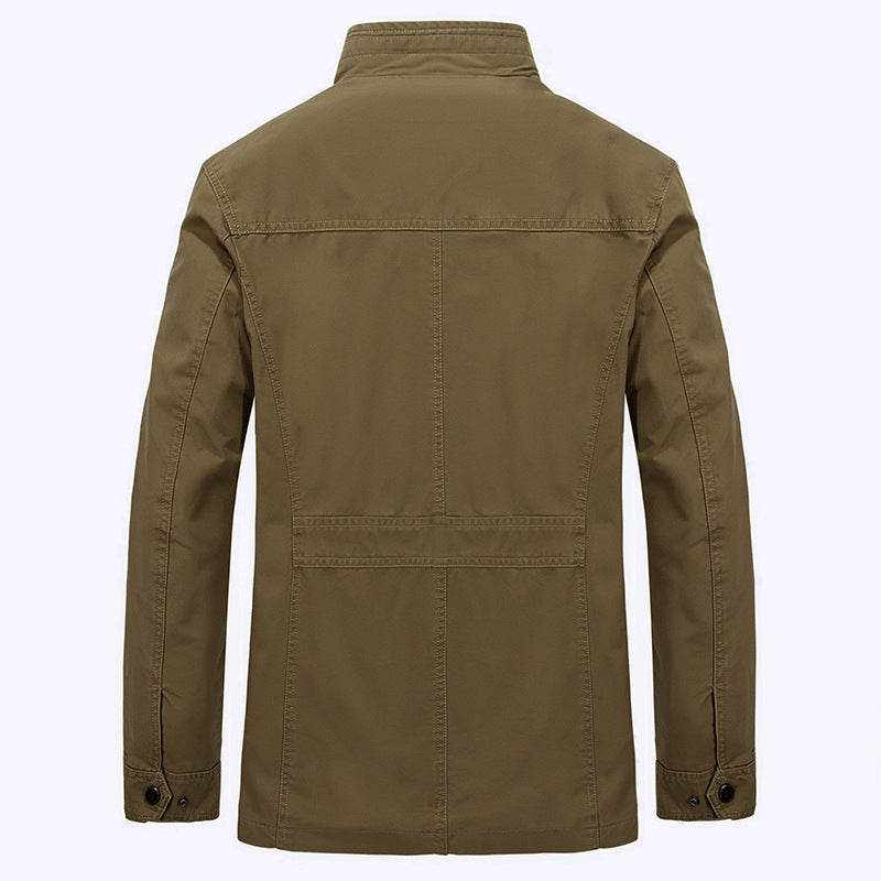 Men's Mid-Length Cotton Jacket — Spring & Fall Casual Outerwear
