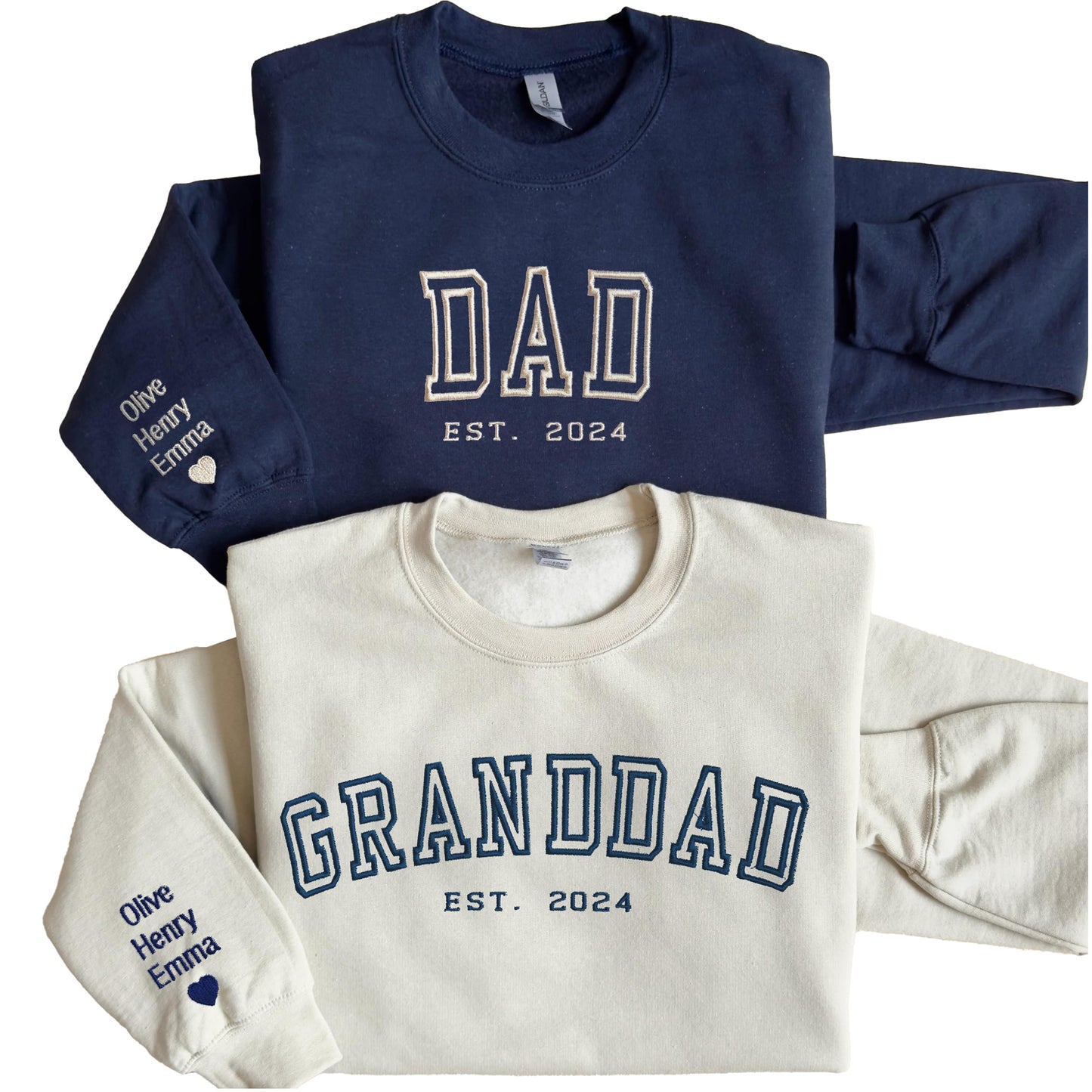 WEAR PHYSIQUE Custom Embroidered Dad Granddad Sweatshirt Custom Grandpa Crewneck First Fathers Day Hoodie Daddy EST Shirt New Grandparent Dad Sweater