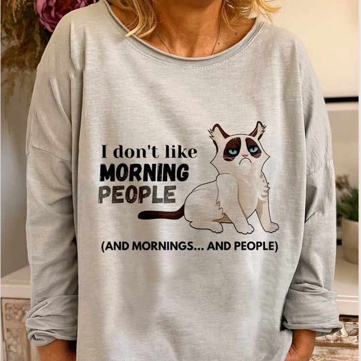 Loose Fit Dynamic Print T-shirt Sweater for Women