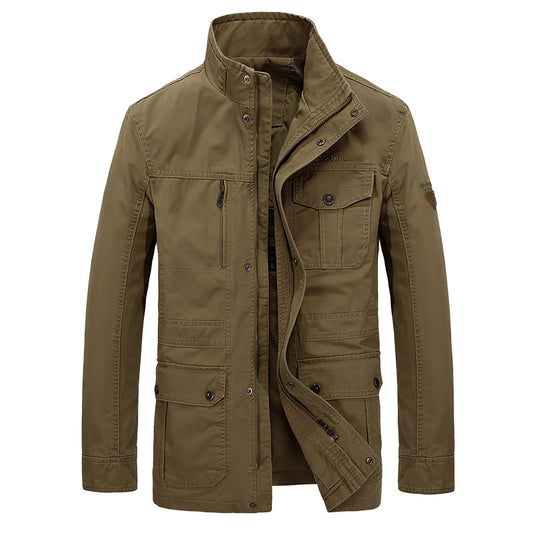 Men's Mid-Length Cotton Jacket — Spring & Fall Casual Outerwear