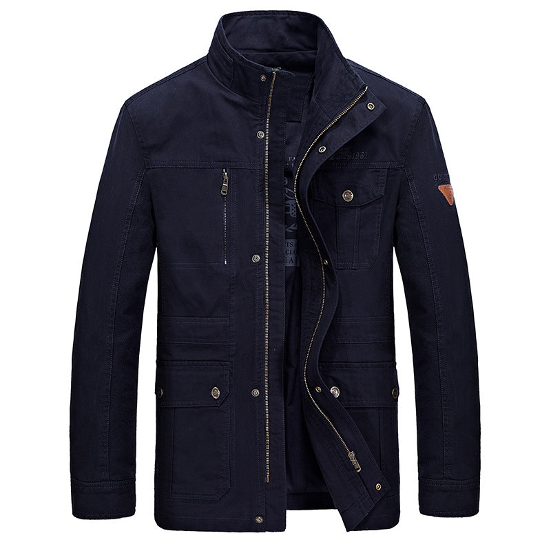 Men's Mid-Length Cotton Jacket — Spring & Fall Casual Outerwear