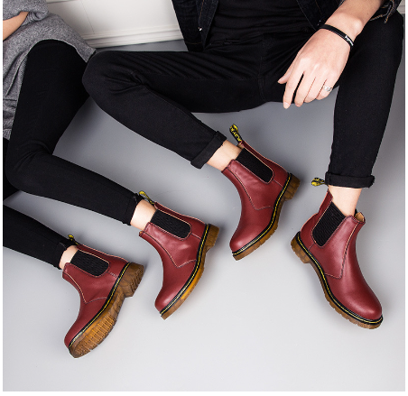 Thick-Heel Cowhide Martin Boots — British Style Ankle Boot
