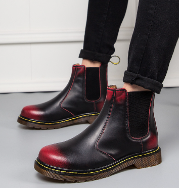 Thick-Heel Cowhide Martin Boots — British Style Ankle Boot