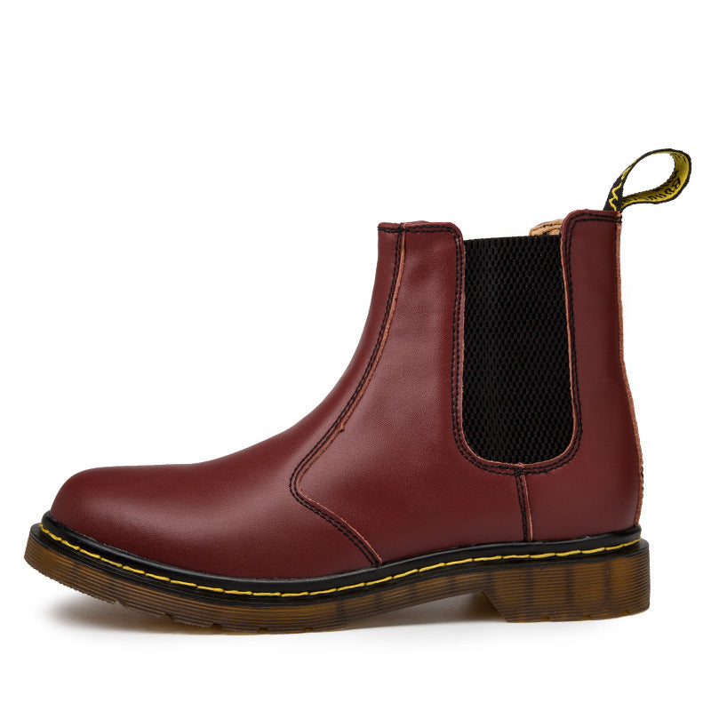 Thick-Heel Cowhide Martin Boots — British Style Ankle Boot