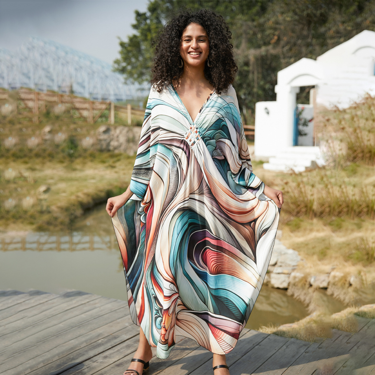 Women's Boho Print Beach Dress