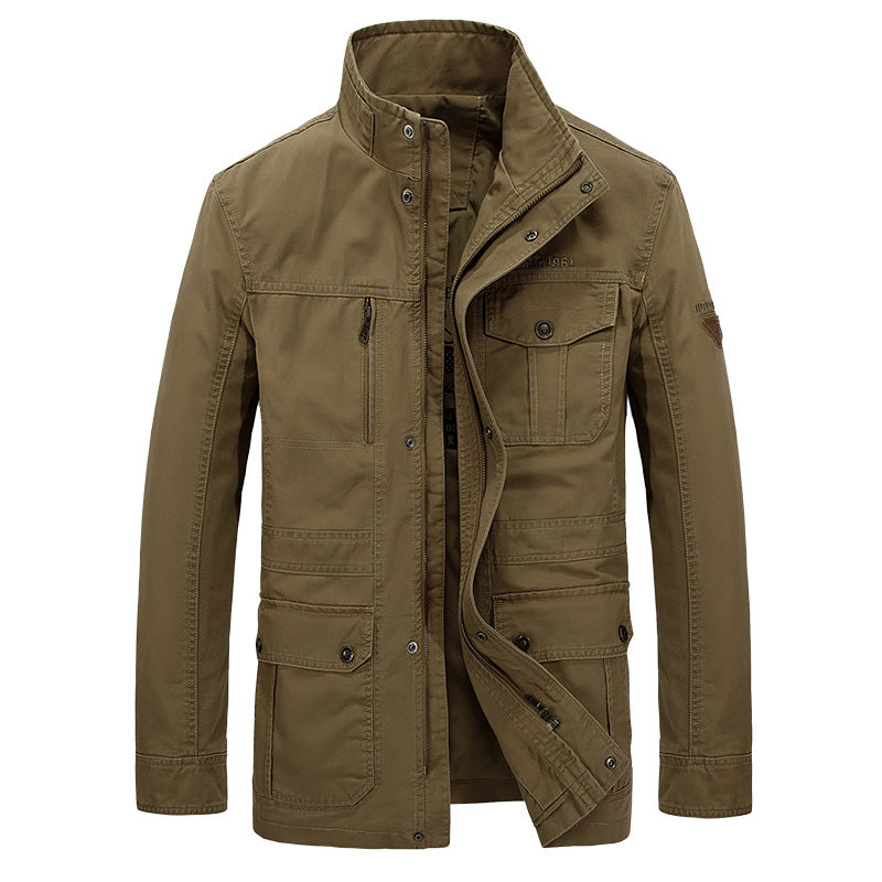 Men's Mid-Length Cotton Jacket — Spring & Fall Casual Outerwear