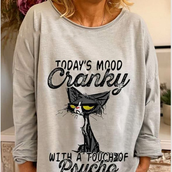 Loose Fit Dynamic Print T-shirt Sweater for Women