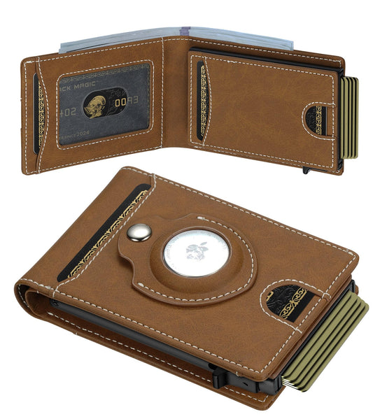 Furid Men's AirTag Leather Wallet | Pop-Up Cards | RFID Blocking | Slim Minimalist