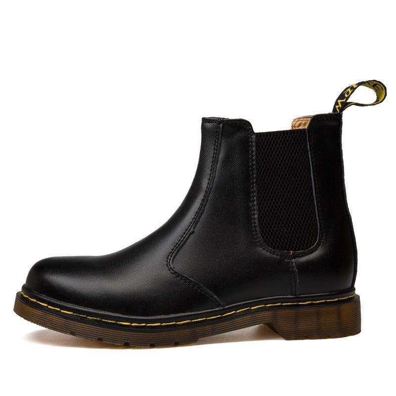 Thick-Heel Cowhide Martin Boots — British Style Ankle Boot