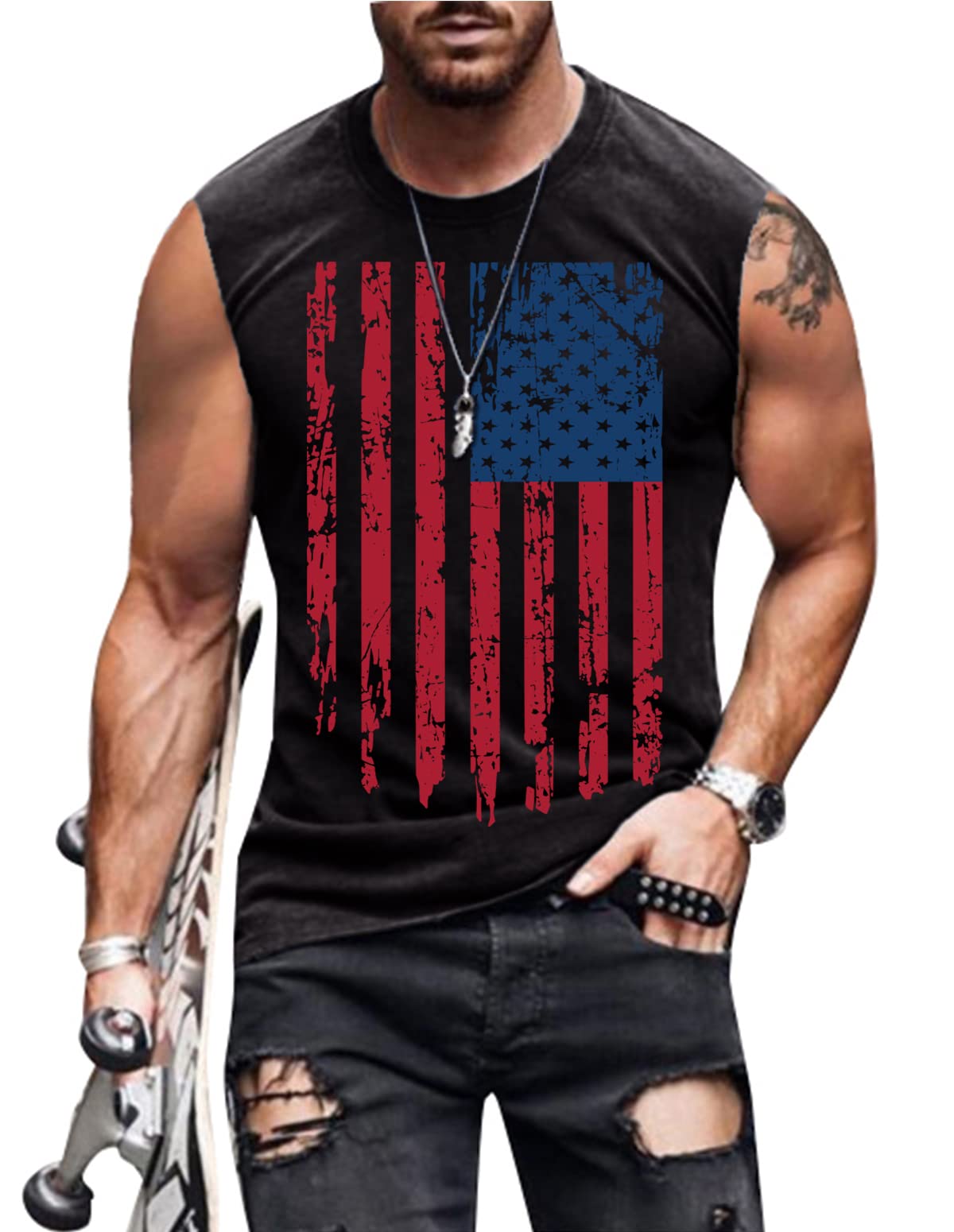 Men's American Flag Muscle Tank Top
