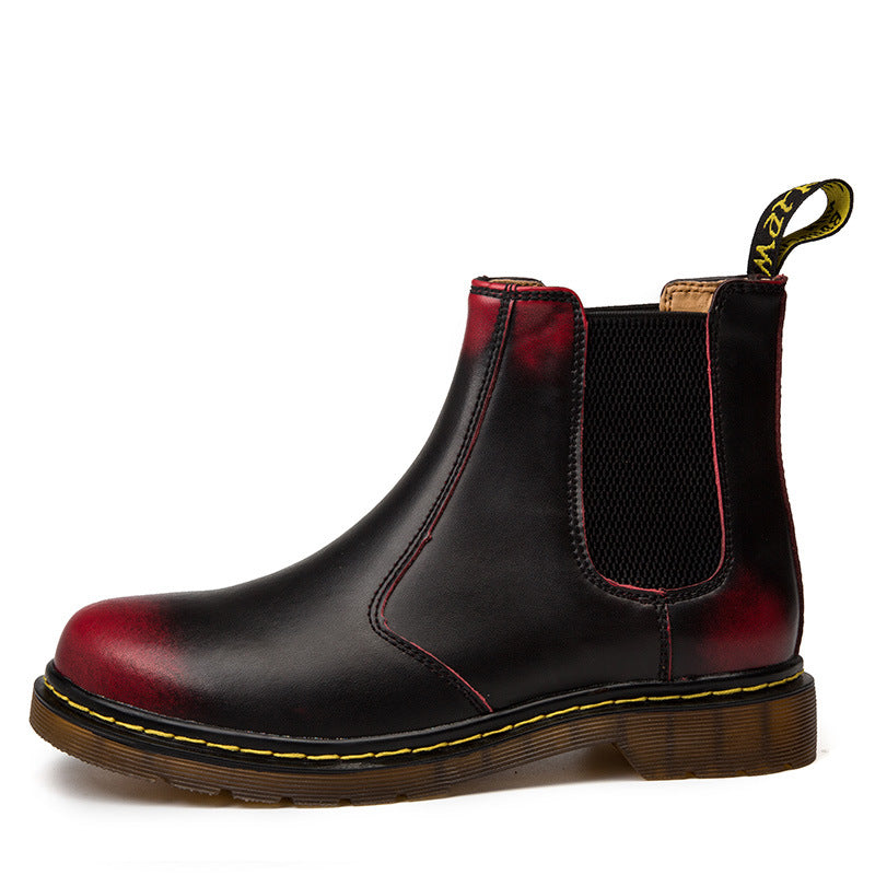 Thick-Heel Cowhide Martin Boots — British Style Ankle Boot