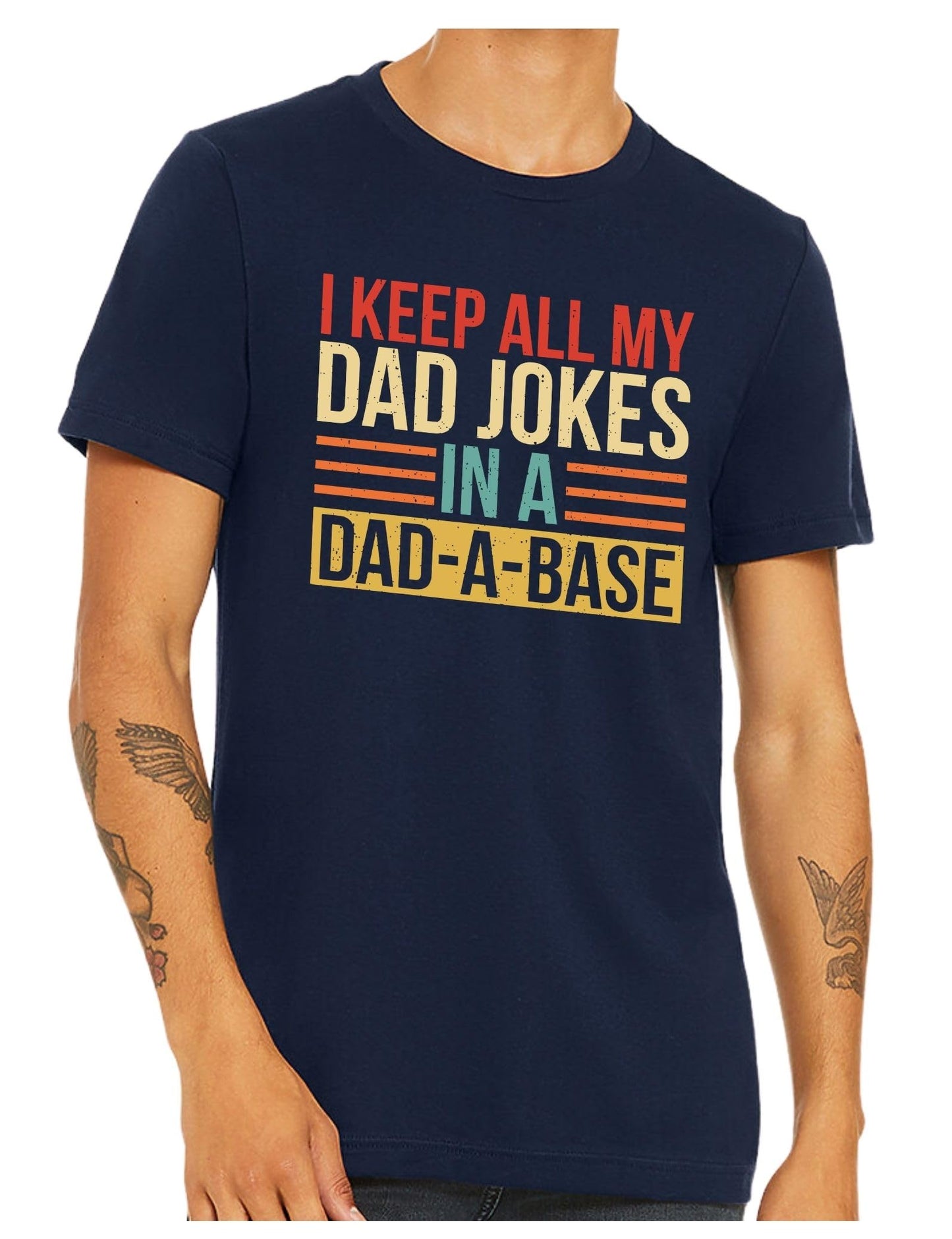 I Keep All My Dad Jokes Graphic Top Tees Shirt Cotton Fathers Day Printed Tshirt for Men Navy 3X-Large
