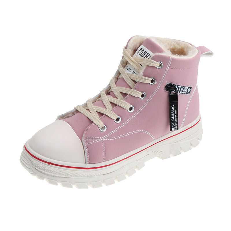 Womens High-Top Canvas Shoes with Fleece Lining
