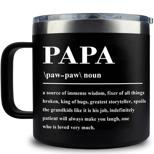 KIKUHE Papa Gifts for Fathers Day - Fathers Day Gift for Dad Grandpa - Gifts for Papa from Grandchildren - Papa Birthday Gift - Gifts for Grandpa from Grandchildren - Papa Coffee Mug 14 oz Black