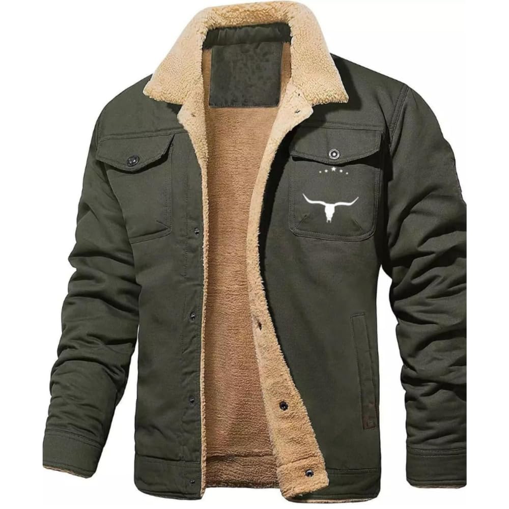 HOTYD Men's Sherpa-Lined Fleece Trucker Jacket | Windproof | Winter Work Jacket